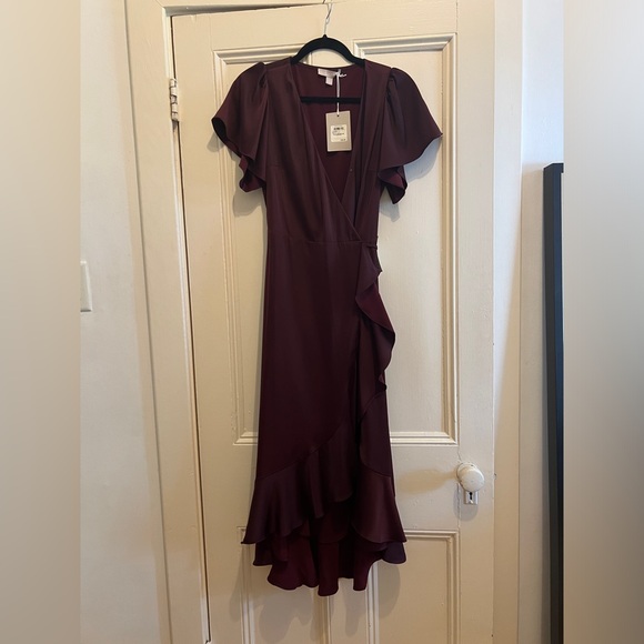 NWT Burgundy Midi Wedding Guest Dress - XXS - Picture 2 of 5